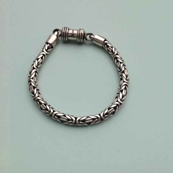 Sterling Silver 925 Byzantine Bracelet w Barrel Clasp 7.5" - Picture 9 of 15